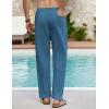 COOFANDY Men’s Linen Casual Pants Elastic Waist Beach Pants Lightweight Drawstring Summer Yoga Pants(Navy Blue)