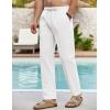COOFANDY Men’s Linen Casual Pants Elastic Waist Beach Pants Lightweight Drawstring Summer Yoga Pants(White)