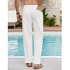 COOFANDY Men’s Linen Casual Pants Elastic Waist Beach Pants Lightweight Drawstring Summer Yoga Pants(White)