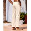 COOFANDY Mens Linen Casual Pants Lightweight Drawstring Beach Pants Elastic Waist Cropped Pants(Beige)