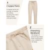 COOFANDY Mens Linen Casual Pants Lightweight Drawstring Beach Pants Elastic Waist Cropped Pants(Beige)