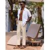 COOFANDY Mens Linen Casual Pants Lightweight Drawstring Beach Pants Elastic Waist Cropped Pants(Beige)