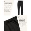 COOFANDY Mens Linen Casual Pants Lightweight Drawstring Beach Pants Elastic Waist Cropped Pants(Black)