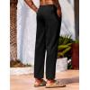 COOFANDY Mens Linen Casual Pants Lightweight Drawstring Beach Pants Elastic Waist Cropped Pants(Black)