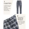 COOFANDY Mens Linen Casual Pants Lightweight Drawstring Beach Pants Elastic Waist Cropped Pants(Black Plaid)