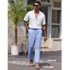 COOFANDY Mens Linen Casual Pants Lightweight Drawstring Beach Pants Elastic Waist Cropped Pants(Blue)
