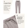 COOFANDY Mens Linen Casual Pants Lightweight Drawstring Beach Pants Elastic Waist Cropped Pants(Champagne)