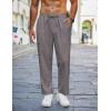 COOFANDY Mens Linen Casual Pants Lightweight Drawstring Beach Pants Elastic Waist Cropped Pants(Dark Grey)