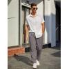 COOFANDY Mens Linen Casual Pants Lightweight Drawstring Beach Pants Elastic Waist Cropped Pants(Dark Grey)