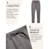 COOFANDY Mens Linen Casual Pants Lightweight Drawstring Beach Pants Elastic Waist Cropped Pants(Dark Grey)