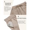 COOFANDY Mens Linen Casual Pants Lightweight Drawstring Beach Pants Elastic Waist Cropped Pants(Khaki)