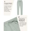 COOFANDY Mens Linen Casual Pants Lightweight Drawstring Beach Pants Elastic Waist Cropped Pants(Light Green)
