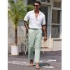 COOFANDY Mens Linen Casual Pants Lightweight Drawstring Beach Pants Elastic Waist Cropped Pants(Light Green)