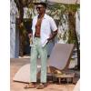 COOFANDY Mens Linen Casual Pants Lightweight Drawstring Beach Pants Elastic Waist Cropped Pants(Light Green)