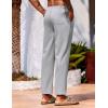 COOFANDY Mens Linen Casual Pants Lightweight Drawstring Beach Pants Elastic Waist Cropped Pants(Light Grey)