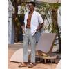 COOFANDY Mens Linen Casual Pants Lightweight Drawstring Beach Pants Elastic Waist Cropped Pants(Light Grey)