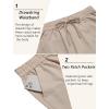 COOFANDY Mens Linen Casual Pants Lightweight Drawstring Beach Pants Elastic Waist Cropped Pants(Light Khaki)