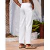 COOFANDY Mens Linen Casual Pants Lightweight Drawstring Beach Pants Elastic Waist Cropped Pants(White)
