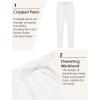 COOFANDY Mens Linen Casual Pants Lightweight Drawstring Beach Pants Elastic Waist Cropped Pants(White)