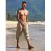 COOFANDY Men’s Linen Harem Capri Pants Lightweight Loose 3/4 Shorts Drawstring Elastic Waist Casual Beach Boho Yoga Trousers(Light Brown)
