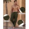 COOFANDY Men’s Linen Harem Drawstring Pants Casual Elastic Waist Lightweight Trouser Hippie Summer Beach Yoga Pants(Army Green)