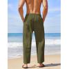 COOFANDY Men’s Linen Harem Drawstring Pants Casual Elastic Waist Lightweight Trouser Hippie Summer Beach Yoga Pants(Army Green)