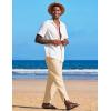 COOFANDY Men’s Linen Harem Drawstring Pants Casual Elastic Waist Lightweight Trouser Hippie Summer Beach Yoga Pants(Beige)