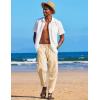 COOFANDY Men’s Linen Harem Drawstring Pants Casual Elastic Waist Lightweight Trouser Hippie Summer Beach Yoga Pants(Beige)
