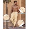 COOFANDY Men’s Linen Harem Drawstring Pants Casual Elastic Waist Lightweight Trouser Hippie Summer Beach Yoga Pants(Beige)