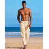 COOFANDY Men’s Linen Harem Drawstring Pants Casual Elastic Waist Lightweight Trouser Hippie Summer Beach Yoga Pants(Beige)