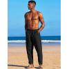 COOFANDY Men’s Linen Harem Drawstring Pants Casual Elastic Waist Lightweight Trouser Hippie Summer Beach Yoga Pants(Black)