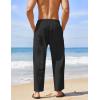 COOFANDY Men’s Linen Harem Drawstring Pants Casual Elastic Waist Lightweight Trouser Hippie Summer Beach Yoga Pants(Black)