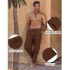 COOFANDY Men’s Linen Harem Drawstring Pants Casual Elastic Waist Lightweight Trouser Hippie Summer Beach Yoga Pants(Brown)