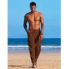 COOFANDY Men’s Linen Harem Drawstring Pants Casual Elastic Waist Lightweight Trouser Hippie Summer Beach Yoga Pants(Brown)