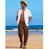 COOFANDY Men’s Linen Harem Drawstring Pants Casual Elastic Waist Lightweight Trouser Hippie Summer Beach Yoga Pants(Brown)