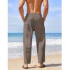 COOFANDY Men’s Linen Harem Drawstring Pants Casual Elastic Waist Lightweight Trouser Hippie Summer Beach Yoga Pants(Coffee)