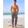 COOFANDY Men’s Linen Harem Drawstring Pants Casual Elastic Waist Lightweight Trouser Hippie Summer Beach Yoga Pants(Coffee)