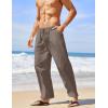 COOFANDY Men’s Linen Harem Drawstring Pants Casual Elastic Waist Lightweight Trouser Hippie Summer Beach Yoga Pants(Coffee)