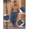 COOFANDY Men’s Linen Harem Drawstring Pants Casual Elastic Waist Lightweight Trouser Hippie Summer Beach Yoga Pants(Dark Blue)