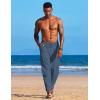 COOFANDY Men’s Linen Harem Drawstring Pants Casual Elastic Waist Lightweight Trouser Hippie Summer Beach Yoga Pants(Dark Blue)
