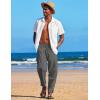 COOFANDY Men’s Linen Harem Drawstring Pants Casual Elastic Waist Lightweight Trouser Hippie Summer Beach Yoga Pants(Dark Grey)