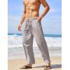 COOFANDY Men’s Linen Harem Drawstring Pants Casual Elastic Waist Lightweight Trouser Hippie Summer Beach Yoga Pants(Grey)