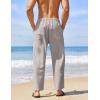 COOFANDY Men’s Linen Harem Drawstring Pants Casual Elastic Waist Lightweight Trouser Hippie Summer Beach Yoga Pants(Grey)