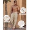 COOFANDY Men’s Linen Harem Drawstring Pants Casual Elastic Waist Lightweight Trouser Hippie Summer Beach Yoga Pants(Khaki)