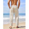 COOFANDY Men’s Linen Harem Drawstring Pants Casual Elastic Waist Lightweight Trouser Hippie Summer Beach Yoga Pants(Khaki)