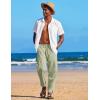 COOFANDY Men’s Linen Harem Drawstring Pants Casual Elastic Waist Lightweight Trouser Hippie Summer Beach Yoga Pants(Light Green)