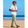 COOFANDY Men’s Linen Harem Drawstring Pants Casual Elastic Waist Lightweight Trouser Hippie Summer Beach Yoga Pants(Light Green)