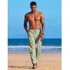 COOFANDY Men’s Linen Harem Drawstring Pants Casual Elastic Waist Lightweight Trouser Hippie Summer Beach Yoga Pants(Light Green)