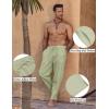 COOFANDY Men’s Linen Harem Drawstring Pants Casual Elastic Waist Lightweight Trouser Hippie Summer Beach Yoga Pants(Light Green)