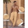 COOFANDY Men’s Linen Harem Drawstring Pants Casual Elastic Waist Lightweight Trouser Hippie Summer Beach Yoga Pants(Light Tan)